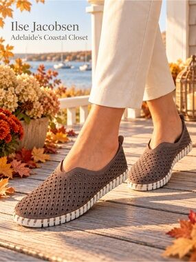Ilse Jacobsen Tulip Perforated Slip On Comfort Shoe Women Size EU 41 US 10-10.5